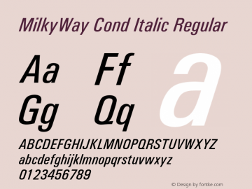 MilkyWay Cond Italic Regular Unknown Font Sample