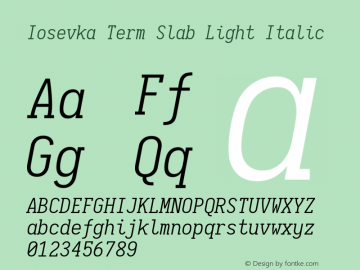 Iosevka Term Slab Light Italic 1.12.5; ttfautohint (v1.6)图片样张