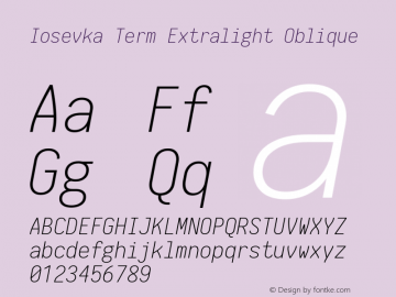 Iosevka Term Extralight Oblique 1.12.5; ttfautohint (v1.6)图片样张