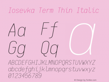 Iosevka Term Thin Italic 1.12.5; ttfautohint (v1.6)图片样张