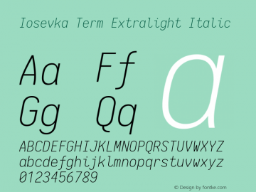 Iosevka Term Extralight Italic 1.12.5; ttfautohint (v1.6)图片样张