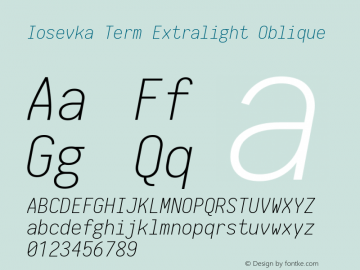 Iosevka Term Extralight Oblique 1.12.5; ttfautohint (v1.6)图片样张