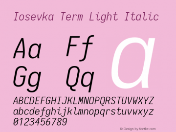 Iosevka Term Light Italic 1.12.5; ttfautohint (v1.6)图片样张