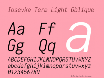 Iosevka Term Light Oblique 1.12.5; ttfautohint (v1.6)图片样张