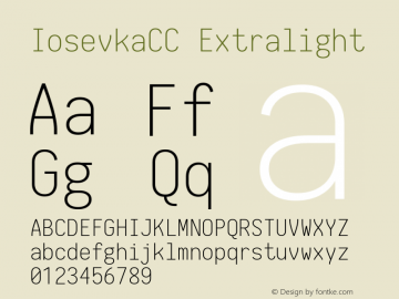 IosevkaCC Extralight 1.12.5; ttfautohint (v1.6) Font Sample