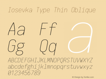 Iosevka Type Thin Oblique 1.12.5; ttfautohint (v1.6)图片样张