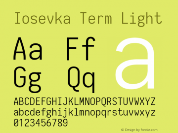 Iosevka Term Light 1.12.5; ttfautohint (v1.6)图片样张