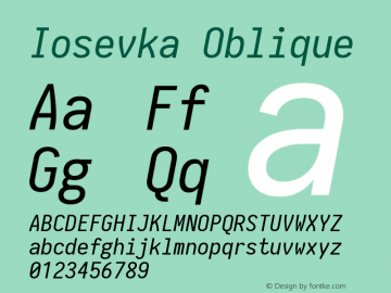 Iosevka Oblique 1.12.5; ttfautohint (v1.6)图片样张