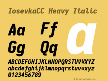 IosevkaCC Heavy Italic 1.12.5; ttfautohint (v1.6) Font Sample