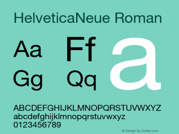 HelveticaNeue Roman Fontographer 4.7 4/2/07 FG4M­0000002045 Font Sample