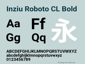 Inziu Roboto CL Bold Version 1.12.5图片样张