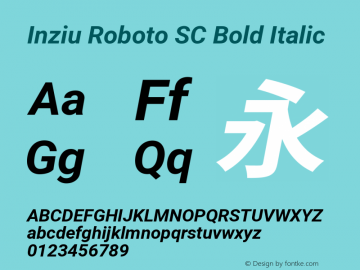 Inziu Roboto SC Bold Italic Version 1.12.5图片样张