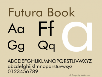 Futura Book Version 2.0-1.0 Font Sample