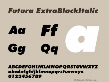 Futura Extra Black Italic Version 2.0-1.0 Font Sample