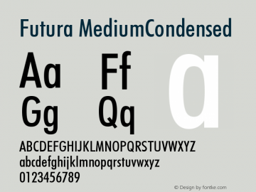 Futura Medium Condensed Version 2.0-1.0 Font Sample