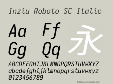 Inziu Roboto SC Italic Version 1.12.5 Font Sample