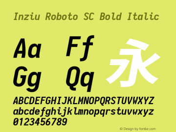 Inziu Roboto SC Bold Italic Version 1.12.5 Font Sample