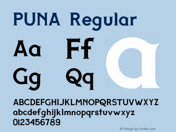 PUNA Version 001.000 Font Sample