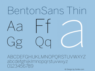 BentonSans-Thin Version 001.000 Font Sample