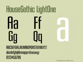 HouseGothic-LightOne Version 001.000 Font Sample
