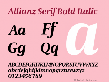 Allianz Serif Bold Italic Version 1.20 Font Sample