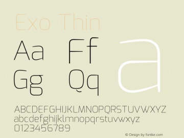 Exo Thin Version 1.00 Font Sample