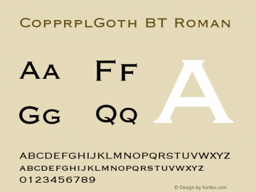 CopprplGoth BT Roman Version 1.01 emb4-OT Font Sample