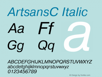 ArtsansC Italic 1.100.000 Font Sample
