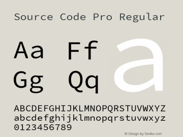 Source Code Pro Version 2.005;PS 1.000;hotconv 1.0.82;makeotf.lib2.5.63406 Font Sample