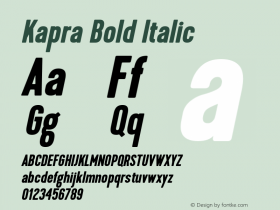 Kapra-BoldItalic Version 1.000;PS 001.001;hotconv 1.0.56 Font Sample