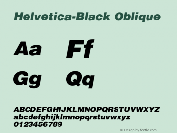 Helvetica Black Oblique 图片样张