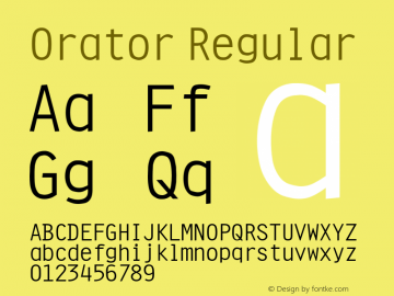 Orator Rev. 002.001 Font Sample