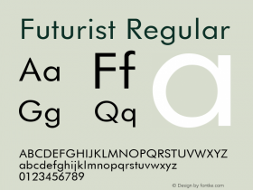 Futurist Regular Accurate Research Professional Fonts, Copyright (c)1995图片样张