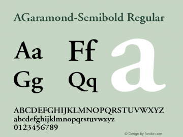 AGaramond-Semibold Converted from c:\win31\system\GDSB____.TF1 by ALLTYPE图片样张