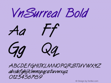 VnSurreal Bold 1.0 Thu Aug 12 12:10:03 1993 Font Sample