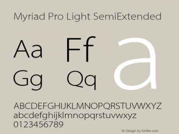 MyriadPro-LightSemiExt Version 2.102;PS 2.000;hotconv 1.0.67;makeotf.lib2.5.33168图片样张