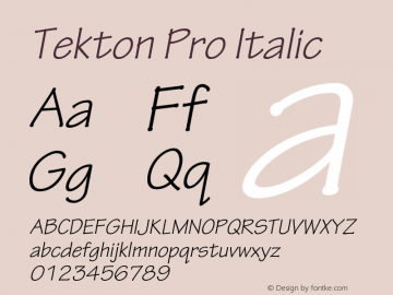 TektonPro-Obl Version 2.071;PS 2.000;hotconv 1.0.68;makeotf.lib2.5.35818 Font Sample