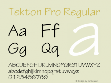 TektonPro-Regular Version 2.071;PS 2.000;hotconv 1.0.68;makeotf.lib2.5.35818 Font Sample