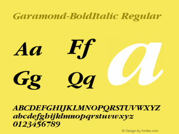 Garamond-BoldItalic Converted from f:\win31\system\GABI____.TF1 by ALLTYPE Font Sample