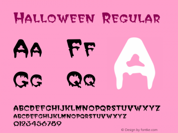 Halloween Regular Accurate Research Professional Fonts, Copyright (c)1995 Font Sample