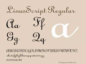 LinusScript Regular Accurate Research Professional Fonts, Copyright (c)1995 Font Sample