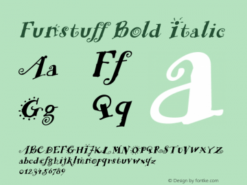 Funstuff Bold Italic Accurate Research Professional Fonts, Copyright (c)1995图片样张
