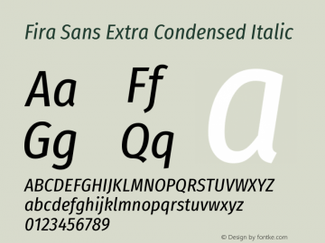 Fira Sans Extra Condensed Italic Version 4.203图片样张