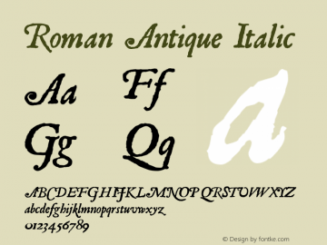 Roman Antique Italic 1.0 Font Sample