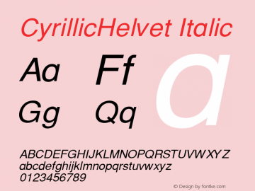 CyrillicHelvet Italic 001.000 Font Sample