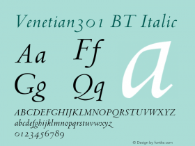 Venetian301 BT Italic mfgpctt-v4.4 Dec 14 1998图片样张