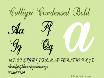 Calligri-CondensedBold Version 1.500 Font Sample