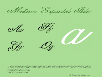 Mortimer-ExpandedItalic Version 1.000 Font Sample