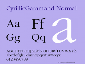 CyrillicGaramond 1.0 Sun Mar 28 17:25:32 1993 Font Sample