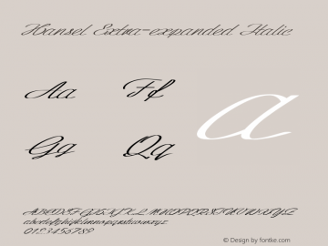 Hansel-ExtraexpandedItalic Version 1.000 Font Sample